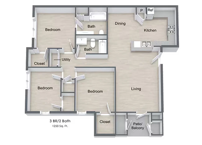 Three Bedroom 7201 floor plan